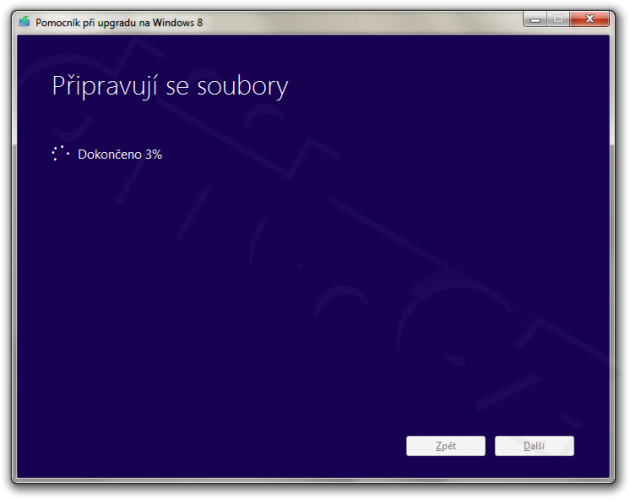Příprava stažených souborů - Pomocník při upgradu na Windows 8