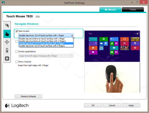 2 SetPoint Windows 8 - Navigate Windows - Start Screen
