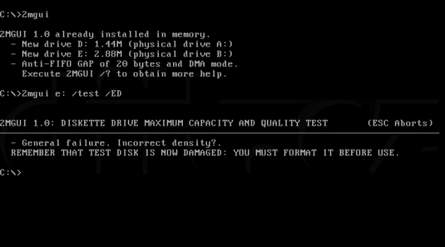 2MGUI - neúspěšný pokus o test kapacity ED diskety