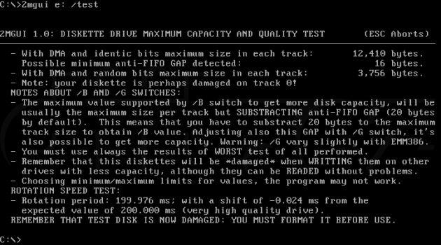 2MGUI - test kapacity 1,44MB diskety ve 2,88MB mechanice
