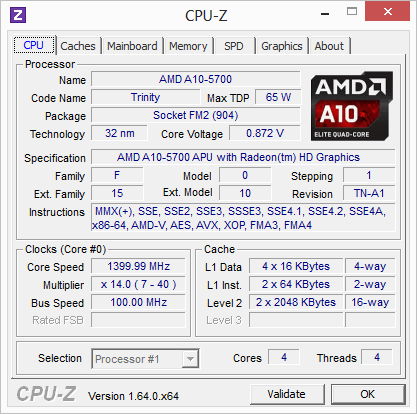 AMD A10-5700 + A10-6700 + MSI FM2-A85XA-G65 - CPUZ, HWI64 - Obrázek 1
