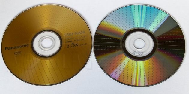 DVD-RAM médium vs. PD médium - vrchní strana
