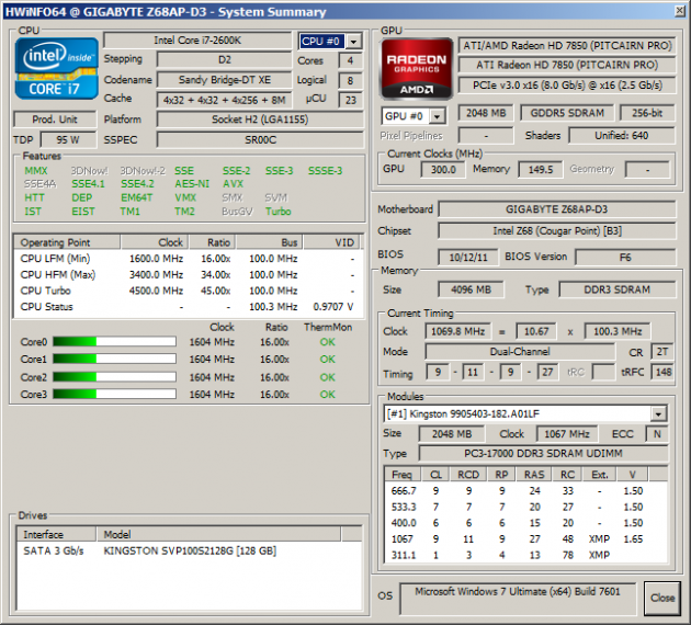 Sapphire Radeon HD 7850 OC: HWInfo64