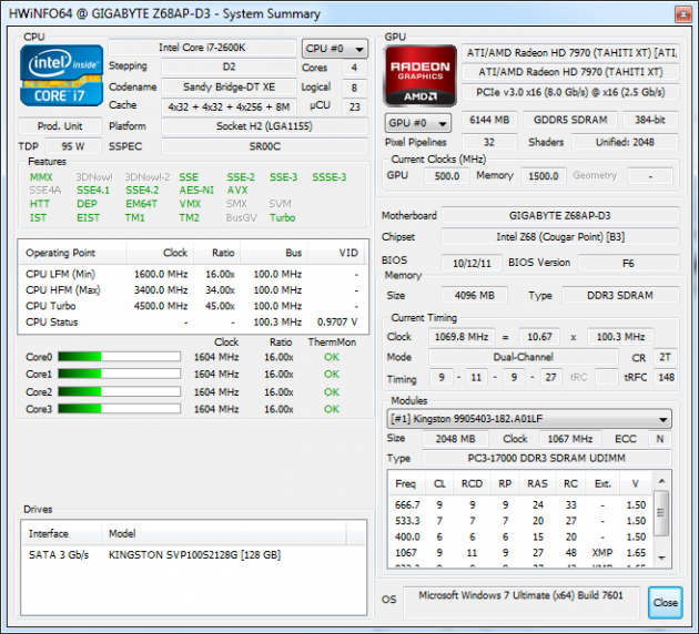 Sapphire Radeon HD 7970 TOXIC - HWinfo64