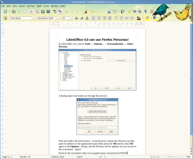 LibreOffice 4.0 - personas