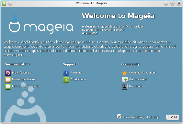 Mageia 4 welcome screen