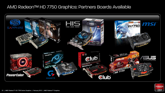 AMD Radeon HD 7700 pg22 modely HD 7750