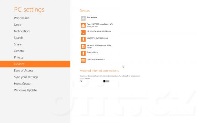 Windows 8 Consumer Preview - PC settings - nastavení zařízení