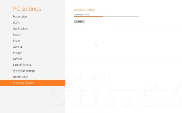 Windows 8 Consumer Preview - PC settings - Windows Update - stahování aktualizací