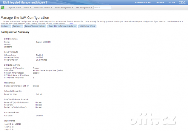 IBM x3550 M4 Integrated Management Module - nastavení