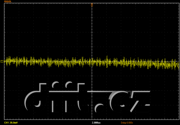 Corsair VS450, zvlnění +5 V SB, zátěž 2,33 A