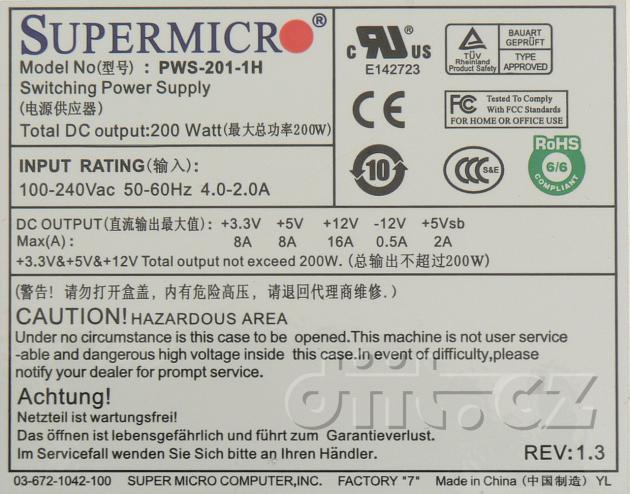 Supermicro PWS-201-1H štítek