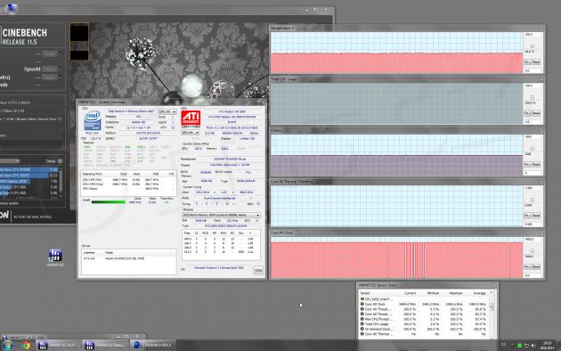 Intel Pentium 4 Extreme Edition 3,46 GHz „Gallatin“ v akci při chlazení běžným chladičem