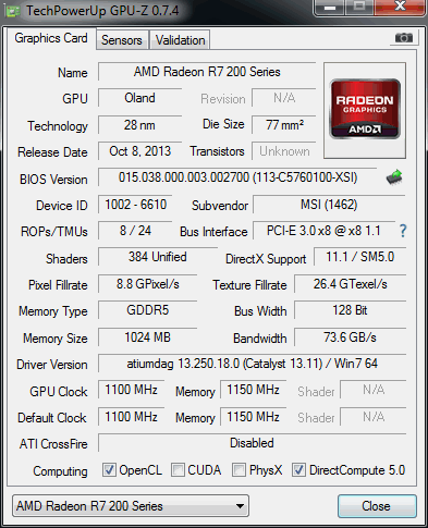 MSI Radeon R7 250 1GD5 OC_250-001