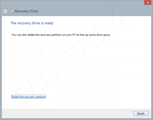 Recovery Drive - Delete Partition offer