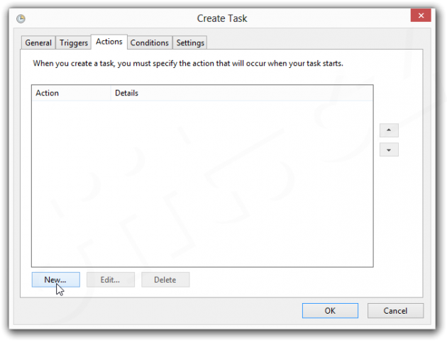 Windows 8 - Create Task - Actions