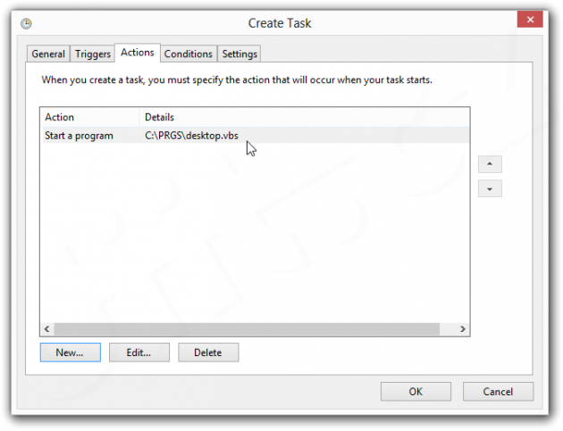 Windows 8 - Create Task - Actions (hotovo)