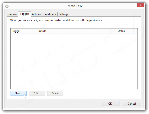 Windows 8 - Create Task - Trigger