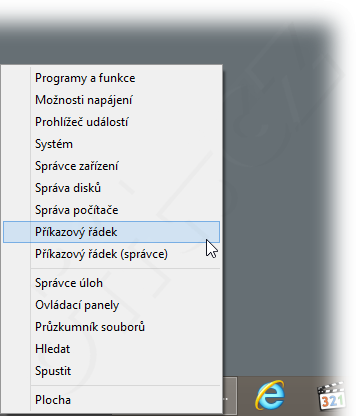 Windows 8 - nabídka Start (Alt+X)