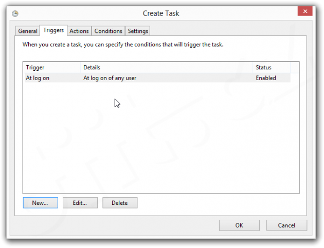 Windows 8 - New Trigger - at logon (hotovo)