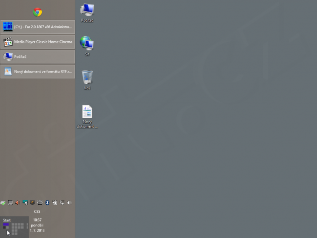 Windows 8 - tlačítko Start při panelu úloh vlevo