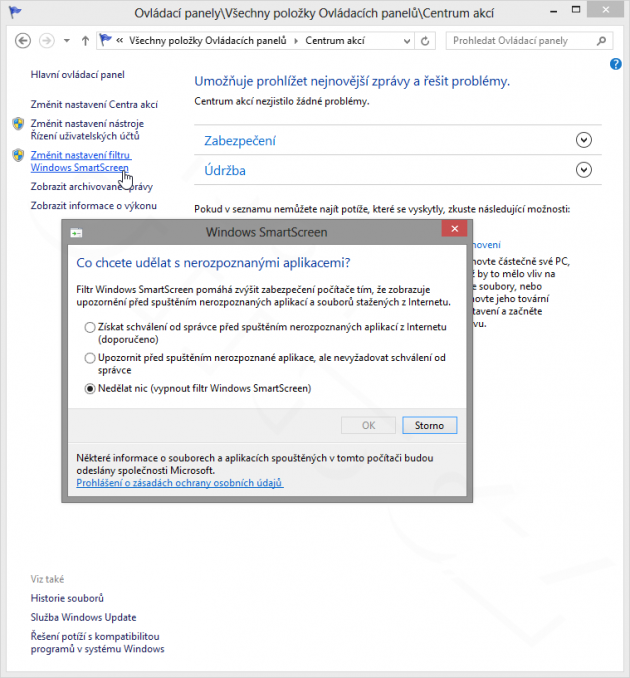 Windows SmartScreen - nastavení