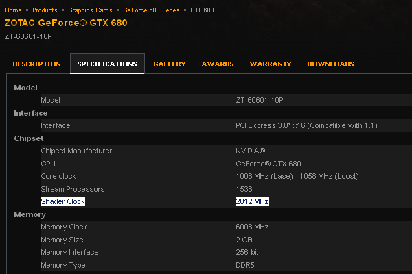 Zotac GeForce GTX 680 specifikace