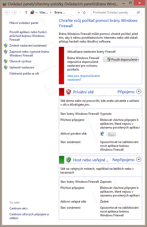 Windows 8 - nastavení firewallu