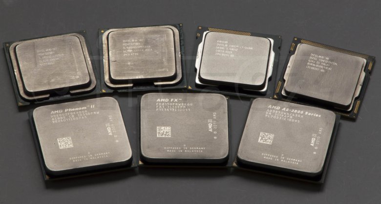  AMD FX-8150, AMD Phenom II X6 1100T, AMD A8-3850, Intel Core i7 870 (ES), Intel Core i7 2600K, Intel Pentium 4 HT 3,6 GHz, Intel Pentium 4 EE HT 3,46 GHz