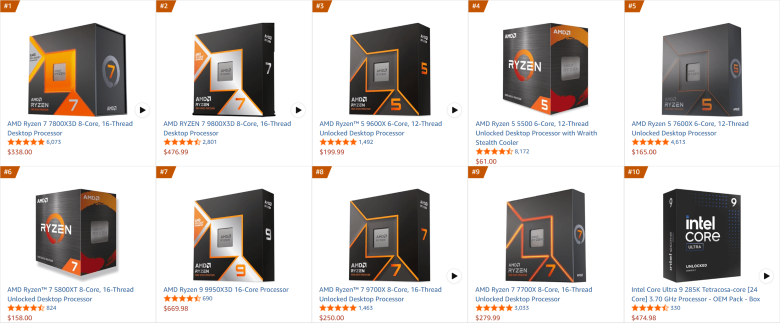 Amazon CPU Best Sellers 2025-10