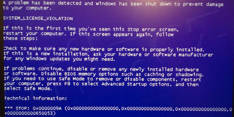 Bsod System License Violation