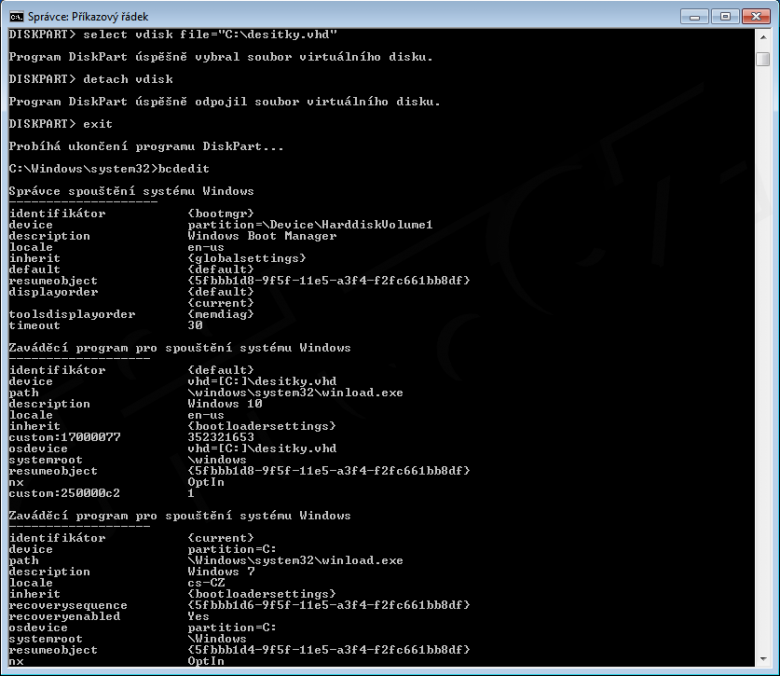 Windows 7 Detach A Bcdedit