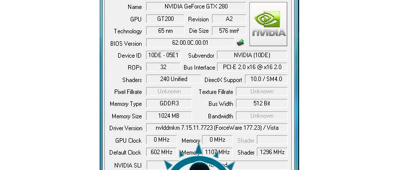 GeForce GTX 280: GPU-Z