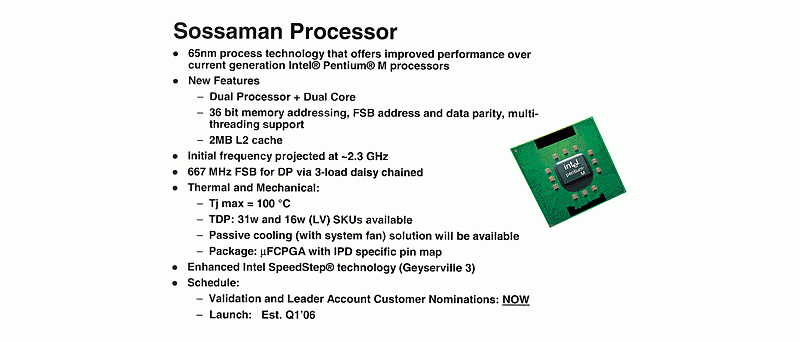 Popis procesoru Intel Sossaman
