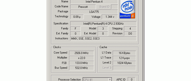 CPU-Z: Pentium 4 515