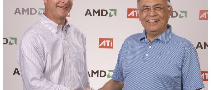 Šéfové ATI (Dave Orton) a AMD (Hector Ruiz) si podávají ruce u p