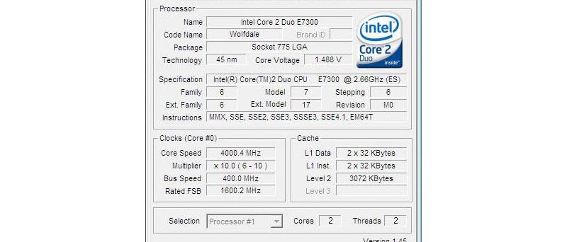 Intel Core 2 Duo E7300 (Engineering Sample) - přetaktování na 4 