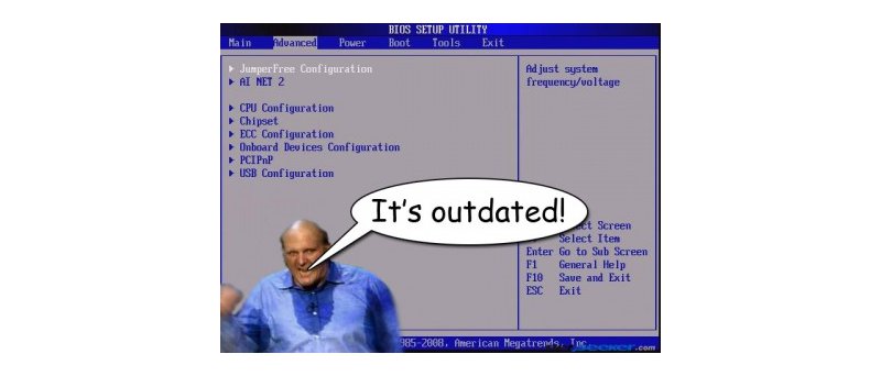 BIOS a Ballmer - It´s outdated (zdroj: http://www.windows8news.com/2011/09/21/windows-8-dual-boot-operations/)