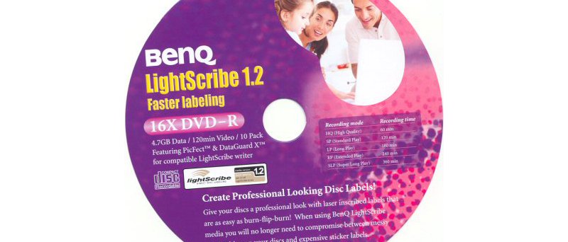 DVD-R BenQ LightScribe 1.2 - zepředu