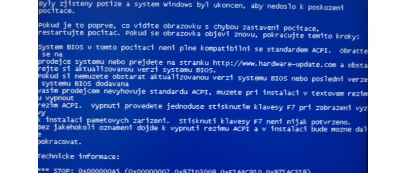 Windows XP SP3 BSOD ACPI