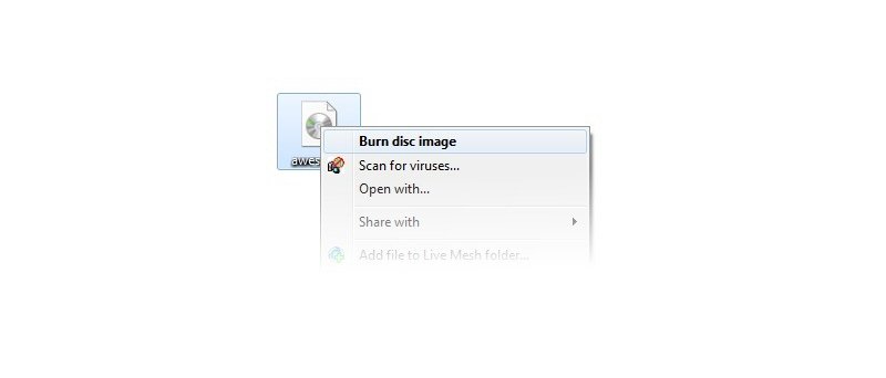 Windows 7 - Burn disc image