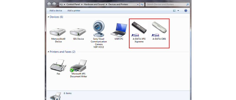 Windows 7 Devices and Printers - Metadata