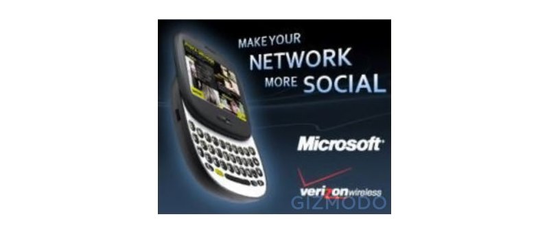 Microsoft mobilní telefon na Verizon plakátu