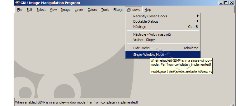 GIMP 2.7.1, single window mode