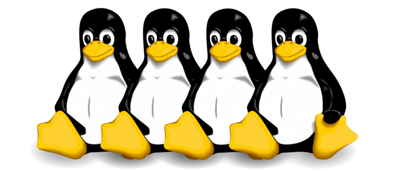 čtyři tučňáci - linux logo