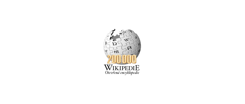 Wikipedia logo - 200 000 editací