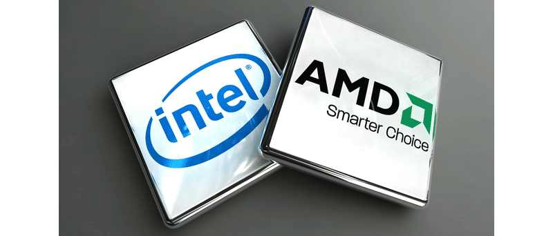Intel logo a AMD logo