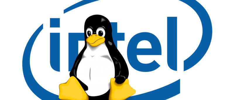 Intel logo Linux Tux