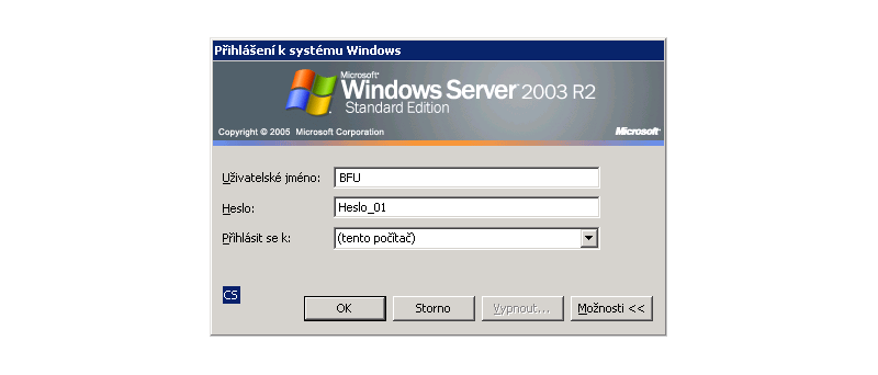 Přihlášení k systému Windows heslo