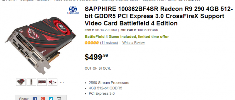 Sapphire R9 290 newegg